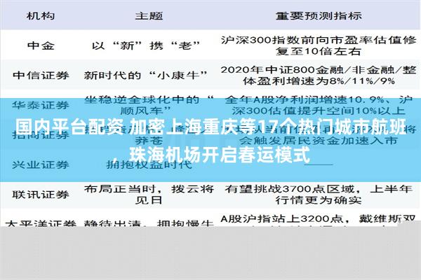 国内平台配资 加密上海重庆等17个热门城市航班，珠海机场开启春运模式